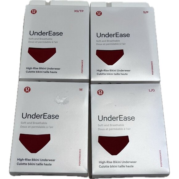 Lululemon UnderEase High-Rise Bikini Underwear XS S Soft Breathable Red - Picture 1 of 1